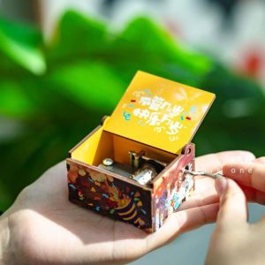 Hand-Cranked Wooden Music Box Colorful Birthday Gift Toy for Friends New Year Companion Hand-Painted Music Box Toy