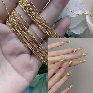 ไมโครบีดโซ่ตกแต่งเล็บ โซ่ลูกบอลเงินทอง 50 ซม. สำหรับเล็บมือสไตล์ อุปกรณ์เสริมเล็บไม่มีกลิ่น สำหรับมือเท้า