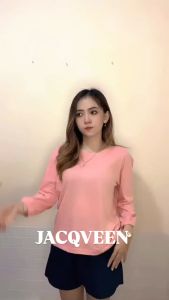JACQVEEN Kaos Blouse Atasan wanita Lengan balon terbaru katun combed 24S