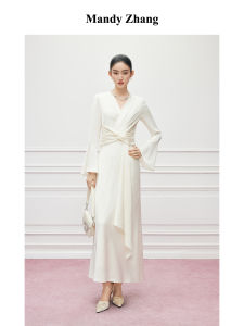 Intelligent Elegant White V-Neck Twist Dress
