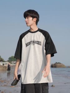 เสื้อยืดแขนสั้นผู้ชาย GOGOSOON ทรงหลวม สไตล์ญี่ปุ่น ฤดูร้อน 2023 เสื้อเชิ้ตคอกลมแขนสั้นลายตัวอักษรแบบลำลอง