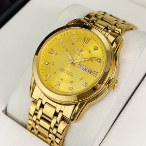 Đồng Hồ Đeo Tay Nam OLEVS Sang Trọng Mạ Vàng Kim Cương Máy Quartz Chống Nước Dạ Quang Thép Không Gỉ Lịch Đầy Đủ.