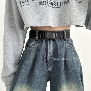 เข็มขัดหนังสไตล์เกาหลีแบบอเนกประสงค์สำหรับผู้ชายและผู้หญิง เข็มขัดหนังสีดำสำหรับใส่กับกางเกงยีนส์ เข็มขัดแบบลำลองสำหรับเยาวชน