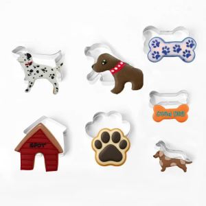 7PCS Dog Bone Paw Print Cookie Cutter Set Food Grade Stainless Steel Multi-purpose Molds for Fondant Pet Treats Home Kitchen Bak