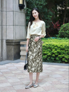 French Elegant Color Woven H-Line Straight Half Skirt