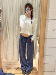 Quần Ống Rộng Ống Đứng Màu Xanh Đậm Cho Nữ Cỡ Lớn 175cm 180cm Quần Dài Thường Ngày Rộng Rãi Phong Cách Mỹ