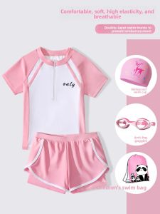 MONLEYTA | Childrens Swimsuit Girls 2024 New Professional Training One-Piece Sunscreen Cute Baby Middle Large Children Swimming Suits
