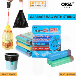 OLGA 45CM X 50CM 75pcs Garbage Bag with String Disposable Bag Rope Pulling Type Beg Sampah dengan Tali