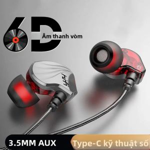 Tai Nghe Có Dây 3.5mm AUX/Type C HIFI In-Ear 6D Âm Thanh Vòm Bass Mạnh Mẽ Có Mic Dành Cho Samsung Huawei Xiaomi PC - Chơi Game Nghe Nhạc