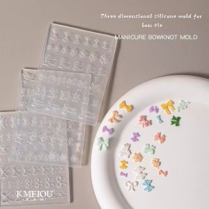 1 new 3D bow combination nail silicone carving mold | lace lace letters