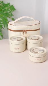 Lucky Kitchen Life Stackable Thermal Lunch Box Set Stainless Steel Insulated & Leakproof w/Lunch Bag