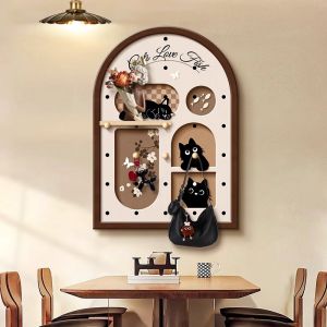 Wooden Hole Board Wall Mounted Display Storage Rack Cat Storage Shelf Restaurant Living Room Decor U-Shaped Partition