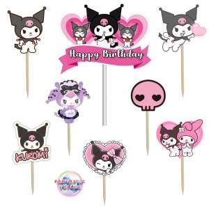 Topper cake tema Kuromi /Hiasan kue ulang tahun /Topper cake murah / Hiasan kue tusuk