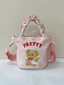 Cute  Large Capacity Embroidered Ultra Light Waterproof Fabric Crossbody Bag Lazy Style Single Shoulder Bag Fashion Canvas