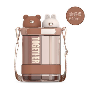 Cốc Nước Có Van Chia Ngăn Dễ Thương Cho Trẻ Em Đi Học Cốc Nước Có Van Phun Thẳng Dung Tích Lớn Tritan Cốc Nước Đựng Nước Chuyên Dụng