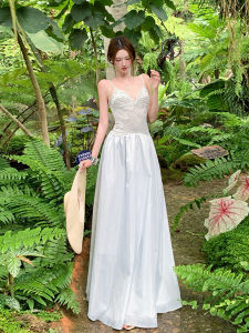 CHANGTONG | French Style Slimming V-Neck Waist-Hugging Summer Dress
