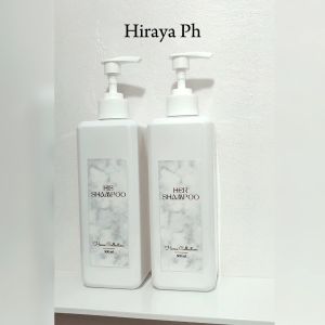 Hiraya Ph Soap Dispenser 500 ml White Marble Design for Kitchen and Bathroom Organizer Waterproof Label