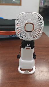 Quạt cầm tay mini hiển thị % pin kèm giá đỡ điện thoại dây đeo cổ tiện lợi