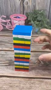 54pcs Classic Wooden Block Wiss Toy Colored Tower Building Blocks Stacking Game Educational Toy Party Game Toy for Kids Adults
