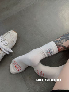 Ijio Heel Embroidery Tube Socks Sole Bows Boneless Maternity Socks Red All Year Round Casual Cotton Socks