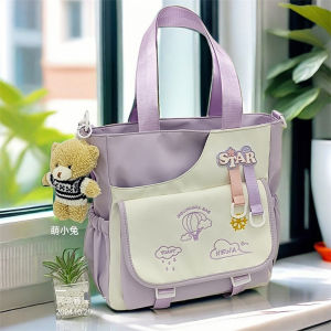Large Capacity Canvas Bag Single Shoulder Korean Style Elementary School Student Lesson Carry Bag Versatile Book Bag Handbag