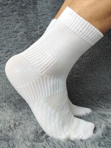 Mens And Womens Mid-Calf Breathable Cotton Sports Socks with Massage Sole Thin Design Sweat Absorbent Anti-Odor