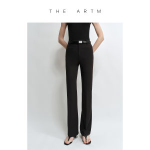 Elastic Imitation Wool Black Pants Summer Mid-to-Low Waisted