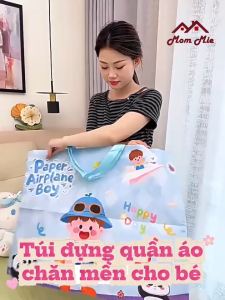 [TẶNG KÈM THẺ TÊN] Túi đựng chăn mền quần áo cho bé đi học có khoá kéo nhiều cỡ vải Oxford bền nhẹ - T047