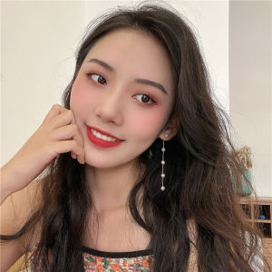 Sterling Silver Needle South Korea Long Pearl Tassel Earrings Minimalist Elegant Hanging on Back of Ear Stud Earrings All-Match Fashion Earring Eardrop