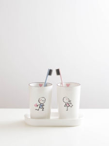 Couples Ceramic Toothbrushing Cups Set Simple Home Use Bathroom Accessories Hotel Toiletries including Spout Cup And Toothbrush Holder