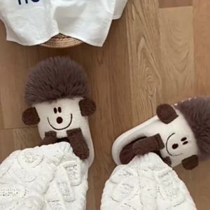 WY-XIXITIAO Funny Personality Creative Cotton Slippers Girl Winter Cute Cartoon Thermal Non-Slip Thick Bottom Plush Home Shoes Fashion