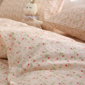 Flower Rabbit Ladies Pink Healing Ins Style Pure Cotton Bed Sheet One-Piece 1.21.51.8M Bed Full Cotton Women