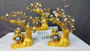 [VS] MONEY TREE WEALTH COIN LUCKY PROTECTION EVIL EYE TREE WEALTH WITH OWL FOR ENVIOUS (KF-A221)