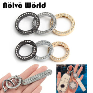 2/5/10/20pcs Crystal Rhinestone Spring O Ring Clasp Round Key Chain Fashion Key Ring Buckle for DIY Bag Car Keyrings Accessories