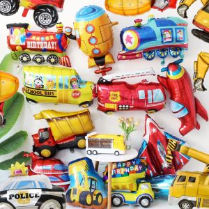 Cartoon Transport Balloons Aluminum Foil Birthday Party Decoration Boys Toys Excavator Balloons Non-toxic Vehicle Shaped Balloons