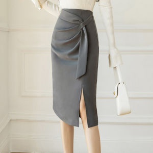 Stylish Versatile High-Waisted A-Line Split Skirt Mid-Length
