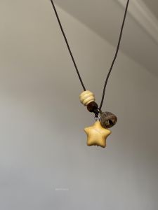 Honey Sugar Star Adorable Yellowlittle Star Pendant Dried Fruit String Bead Womens Sweater Chain Accessories Bohemian Style