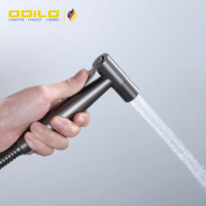 ODILO Bathroom Luxury 304 Stainless Steel Gray Matte Toilet Bidet Spray Shattaf Set Shower Cleaning Water Tap Faucet Mini Valve