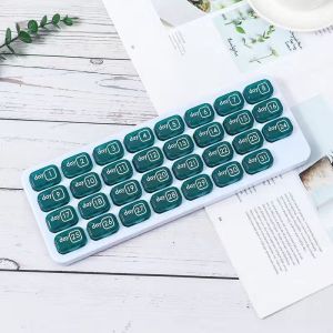 Portable Mini Dehumidifying Medicine Box Single Grid Partition Clear Date Labeling Detachable Pharmaceutical Storage Case