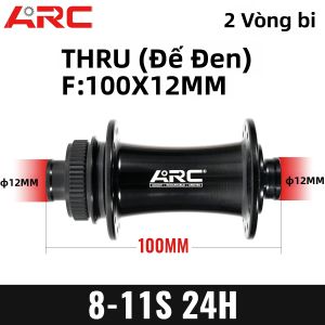 Đùm Phanh Đĩa Xe Đạp Đường Trường ARC 12x142 12x100MM Khóa Trung Tâm 4 Bạc Đạn 48 Lỗ 4 Chấu Trước Và Sau 24 Lỗ Hợp Kim Nhôm