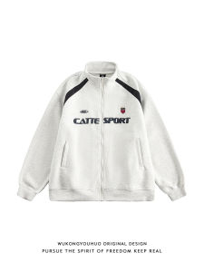 WUKONGYOUHUO | Áo Sweater In Chữ Retro Cổ Đứng Rộng Dành Cho Nam Nữ