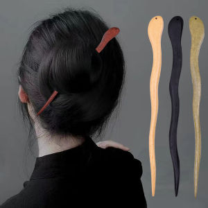 New Chinese Style Sandalwood Hairpin Meatball Head Simple Plate Hairpin Female Ancient Style Hanfu Accessories Cheongsam Headdress