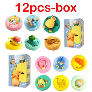 Bandai | 1-12pcs Pok é mon Pikachu Blind Box Action Dolls Anime sleep Series Desktop Decorations Pok é mon Toys ornament Birthday Gif