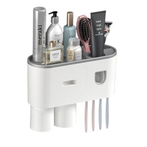 Handy Toothbrush Storage Unit with Auto Toothpaste Dispensing and Cup Magnetism YSJ1/YSJ2