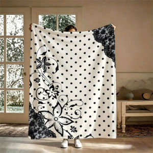 BILIBILI | Lace Floral Polka Dots Flannel Blanket Perfect for Sofa Office Bed Travel Sleep Read Relax Camping Four Season Use
