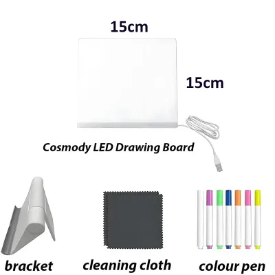 LED Drawing Pad Luminous Acrylic Memo Message Erase Board with Colors Pen and Stand Drawing Board for Childrens Toy Gift