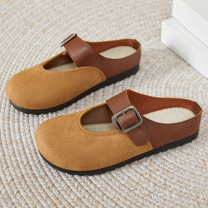 IELGY Half Slippers Womens Summer Breathable Vintage Japanese Casual Flats Soft Sole Birkenstocks