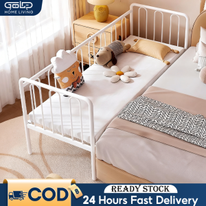 GOLD Baby Bed Frame Spliced Bed Bedside Single bed with 3 Guardrails Iron Frame Children Bed Boy/Girl Katil Baby Murah嬰兒床