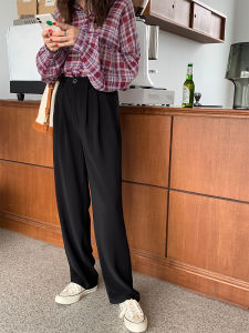 Quần Ống Rộng Cạp Cao Cho Nữ Mùa Thu 2021 Phong Cách Mới Quần Dài Ống Đứng Rộng Rãi Quần Dài Thường Ngày Quần Dài Đến Sàn