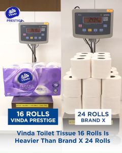 Vinda Prestige 4D Deco Camelia Toilet Tissue 3-ply (16 Rolls) - Strong Absorbent Tissue Paper Toilet Roll